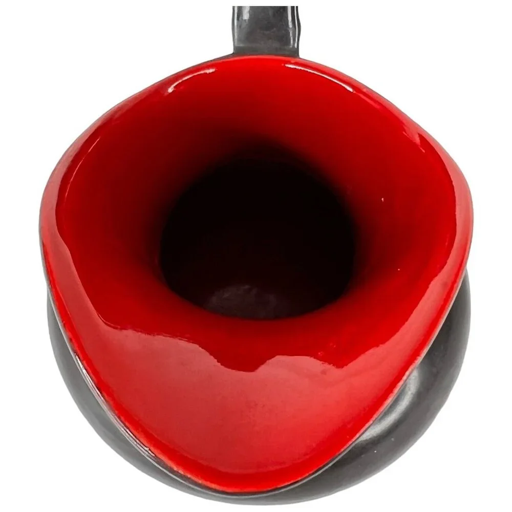 Crown Devon Creamer‎ Black And Red Ceramic Made In England Small Pitcher